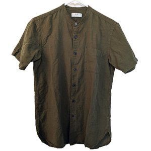 Uniqlo Linen Cotton Short-Sleeve Shirt Olive Size XS